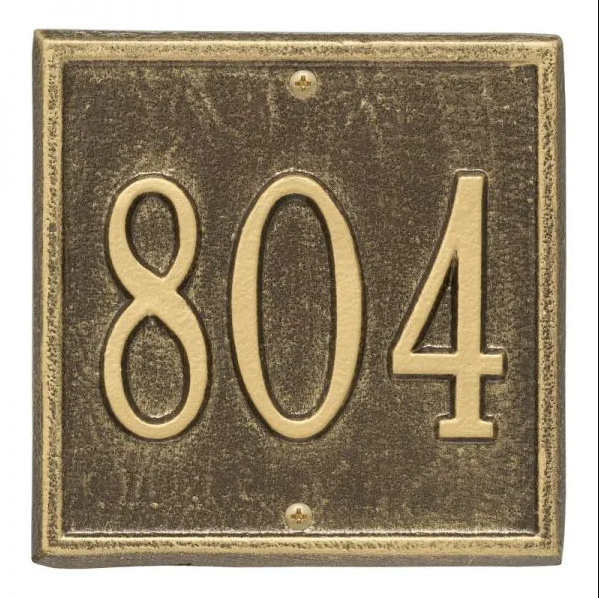 Whitehall 2109 Arch Marker Estate Lawn Address Plaque in Antique Brass