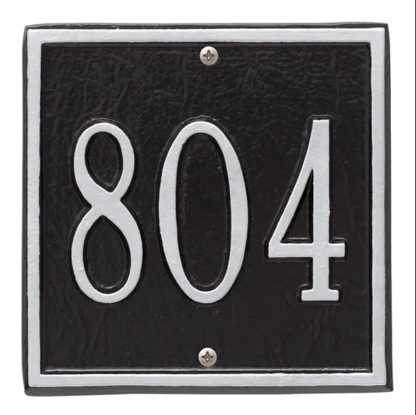 Whitehall 2109 Arch Marker Estate Lawn Address Plaque in Black and Silver