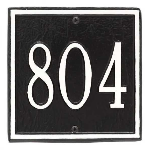 Whitehall 2109 Arch Marker Estate Lawn Address Plaque in Black and White