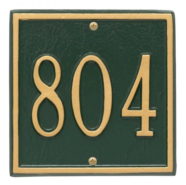Whitehall 2109 Arch Marker Estate Lawn Address Plaque in Green and Gold
