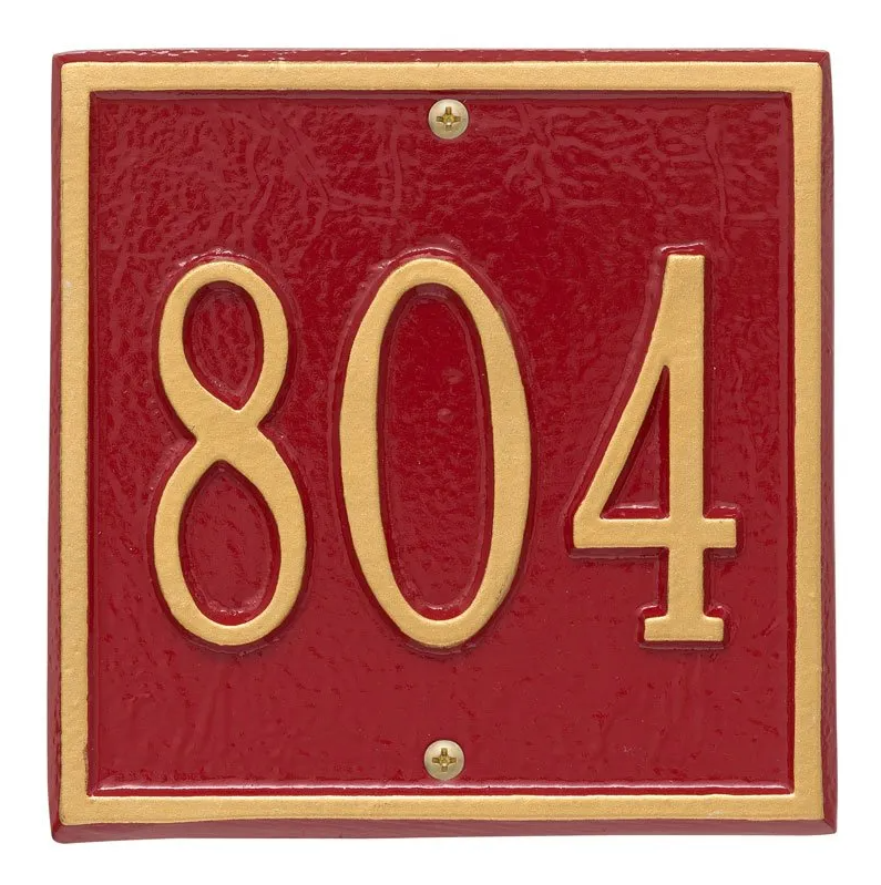 Whitehall 2109 Arch Marker Estate Lawn Address Plaque in Red and Gold