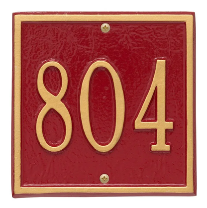 Whitehall 2109 Arch Marker Estate Lawn Address Plaque in Red and Gold