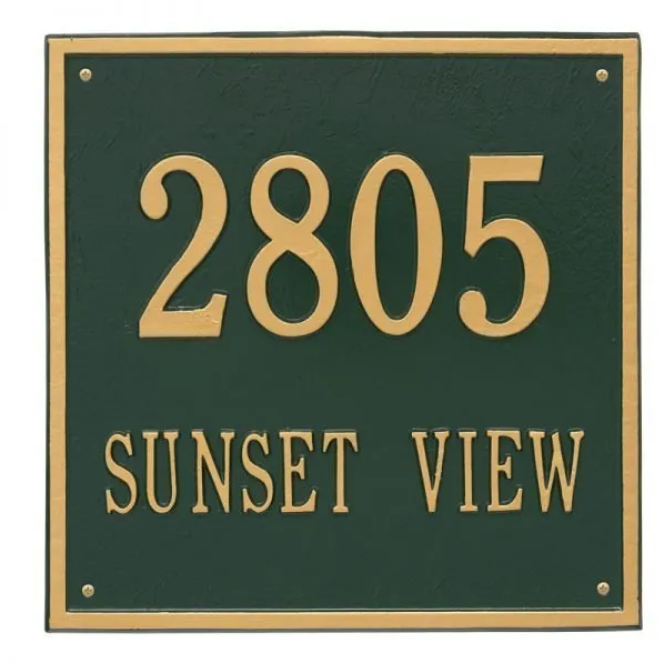 Whitehall 2117 Arch Marker Estate Lawn Address Plaque in Green and Gold