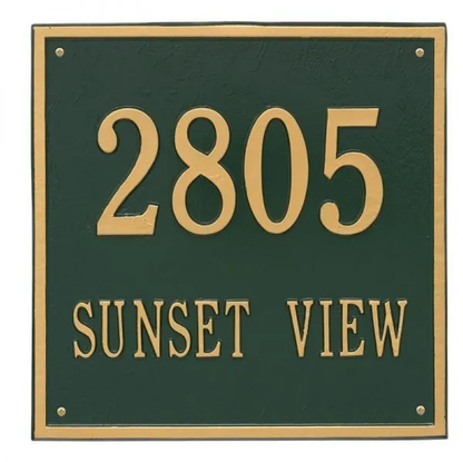 Whitehall 2117 Arch Marker Estate Lawn Address Plaque in Green and Gold