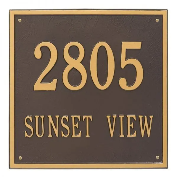 Whitehall 2117 Arch Marker Estate Lawn Address Plaque in Bronze and Gold