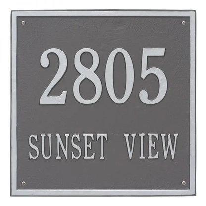 Whitehall 2117 Arch Marker Estate Lawn Address Plaque in Pewter and Silver