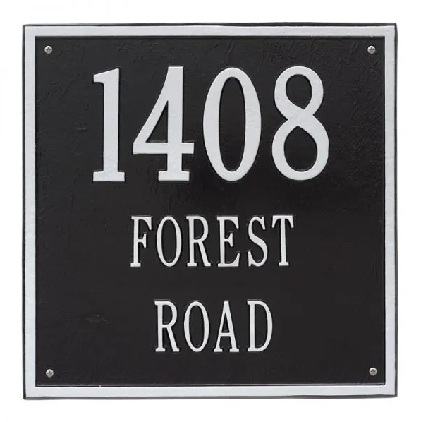 Whitehall 2118 Arch Marker Estate Lawn Address Plaque in Black and Silver