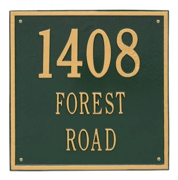 Whitehall 2118 Arch Marker Estate Lawn Address Plaque in Green and Gold