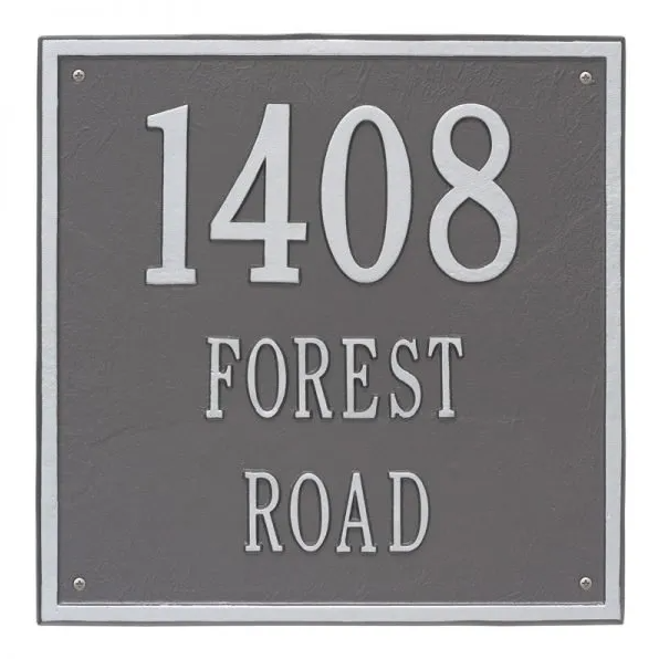 Whitehall 2118 Arch Marker Estate Lawn Address Plaque in Pewter and Silver