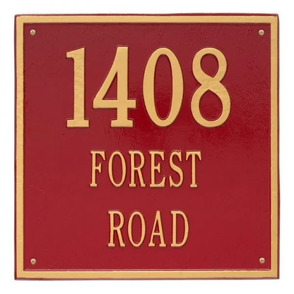 Whitehall 2118 Arch Marker Estate Lawn Address Plaque in Red and Gold