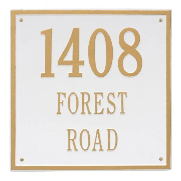 Whitehall 2118 Arch Marker Estate Lawn Address Plaque in White and Gold