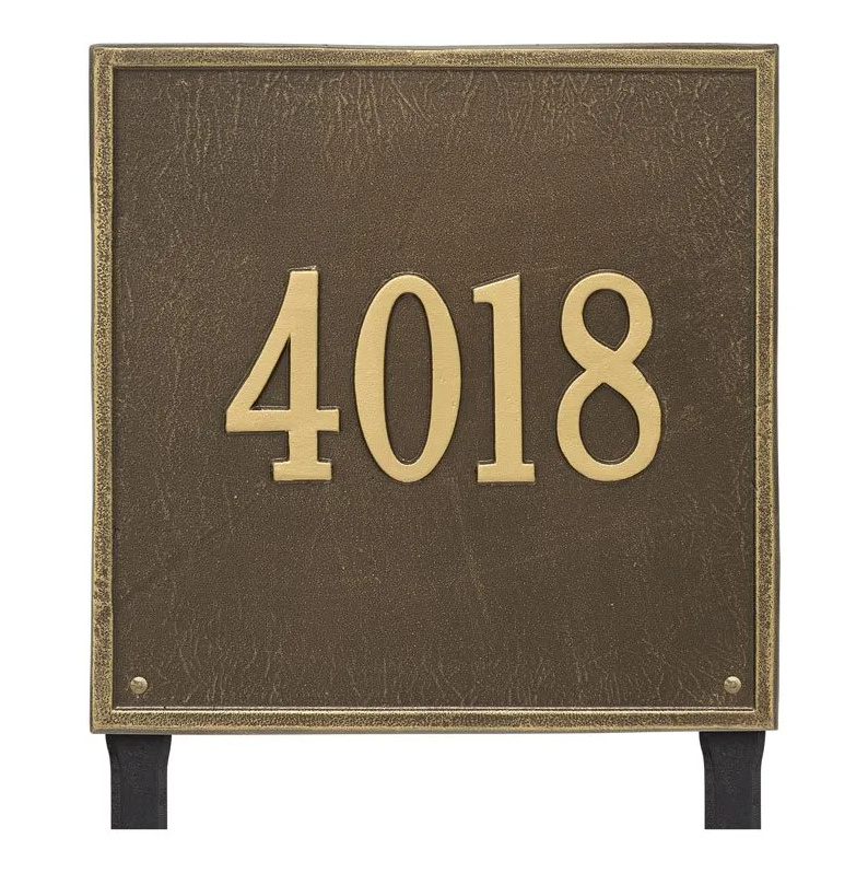 Whitehall 2119 Arch Marker Estate Lawn Address Plaque in Antique Brass