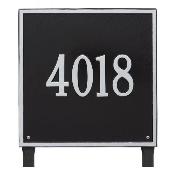 Whitehall 2119 Arch Marker Estate Lawn Address Plaque in Black and Silver
