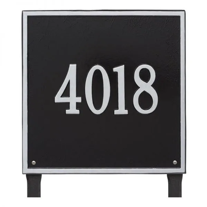 Whitehall 2119 Arch Marker Estate Lawn Address Plaque in Black and Silver