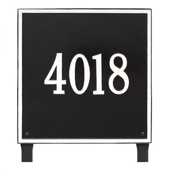Whitehall 2119 Arch Marker Estate Lawn Address Plaque in Black and White
