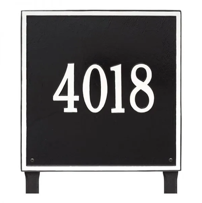 Whitehall 2119 Arch Marker Estate Lawn Address Plaque in Black and White