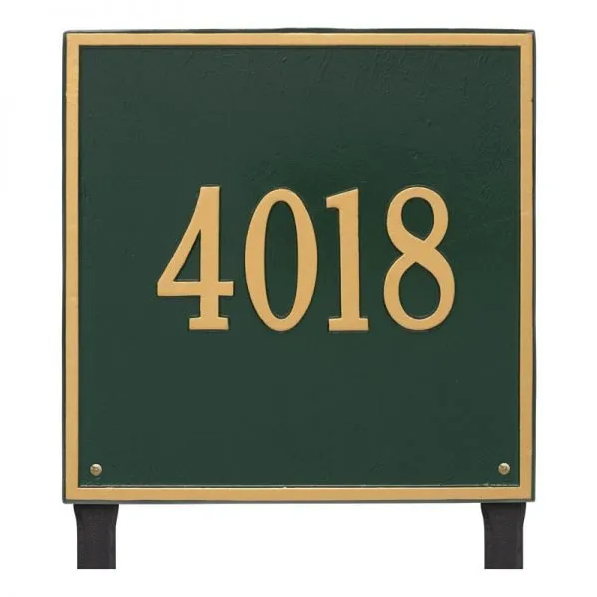 Whitehall 2119 Arch Marker Estate Lawn Address Plaque in Green and Gold