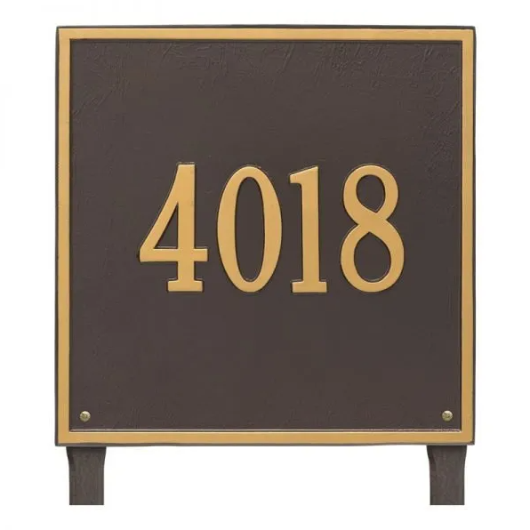 Whitehall 2119 Arch Marker Estate Lawn Address Plaque in Bronze and Gold