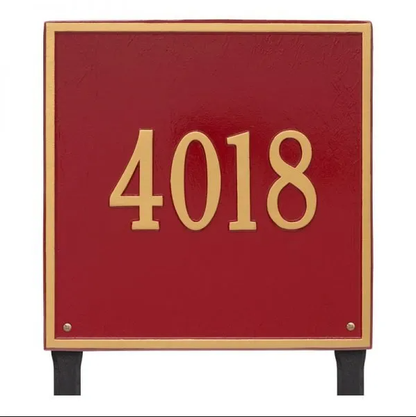 Whitehall 2119 Arch Marker Estate Lawn Address Plaque in Red and Gold
