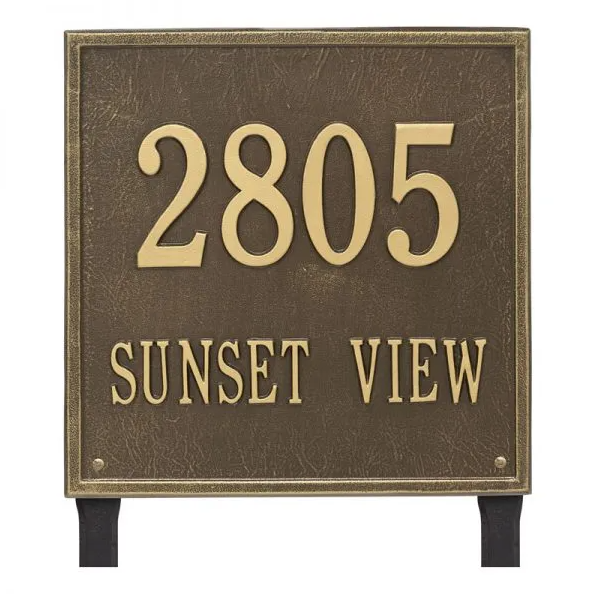 Whitehall 2120 Arch Marker Estate Lawn Address Plaque in Antique Brass
