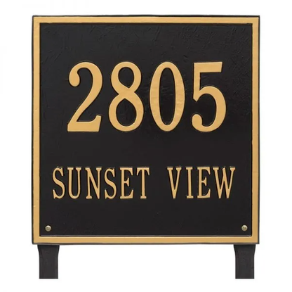 Whitehall 2120 Arch Marker Estate Lawn Address Plaque in Black and Gold