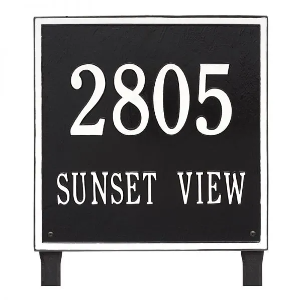 Whitehall 2120 Arch Marker Estate Lawn Address Plaque in Black and White