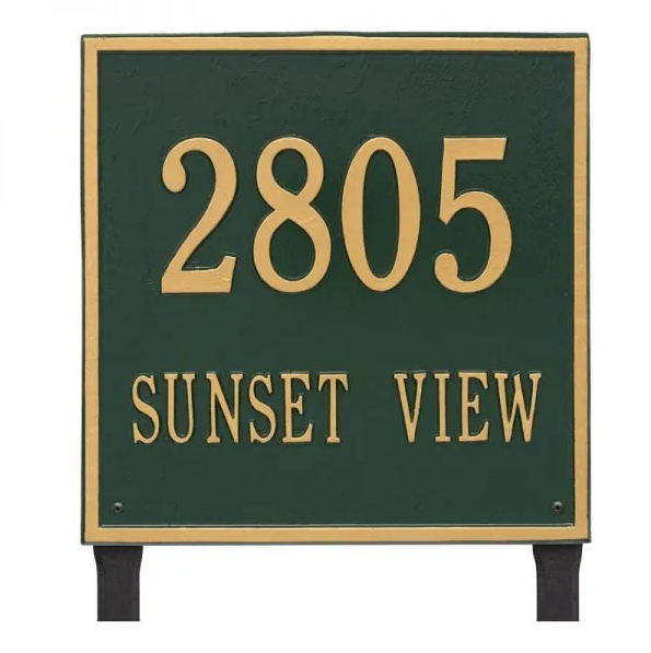 Whitehall 2120 Arch Marker Estate Lawn Address Plaque in Green and Gold