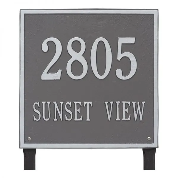 Whitehall 2120 Arch Marker Estate Lawn Address Plaque in Pewter and Silver