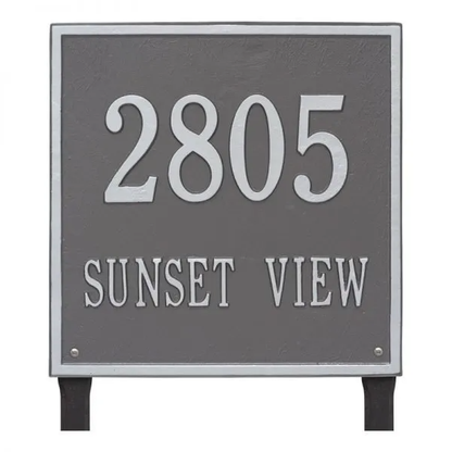 Whitehall 2120 Arch Marker Estate Lawn Address Plaque in Pewter and Silver