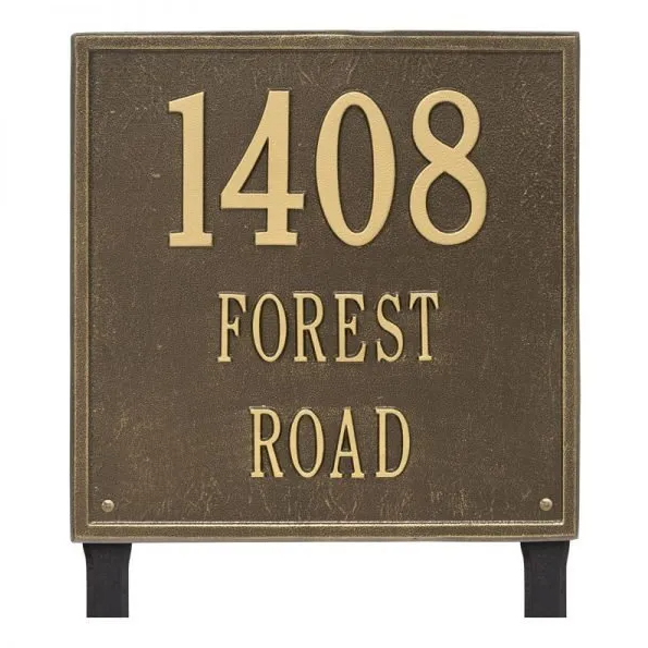 Whitehall 2121 Arch Marker Estate Lawn Address Plaque in Antique Brass