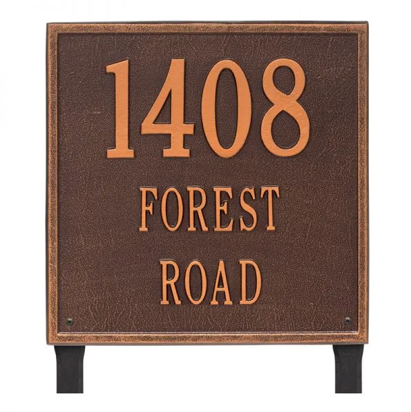 Whitehall 2121 Arch Marker Estate Lawn Address Plaque in Antique Copper