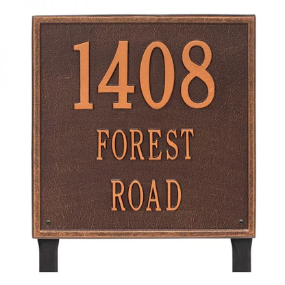 Whitehall 2121 Arch Marker Estate Lawn Address Plaque in Antique Copper