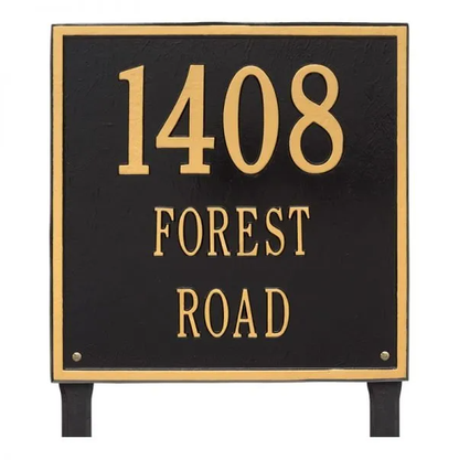 Whitehall 2121 Arch Marker Estate Lawn Address Plaque in Black and Gold