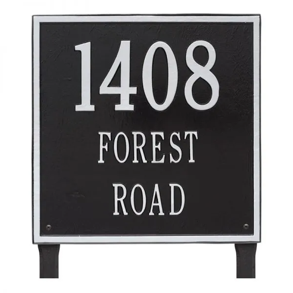 Whitehall 2121 Arch Marker Estate Lawn Address Plaque in Black and Silver