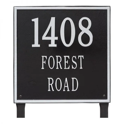 Whitehall 2121 Arch Marker Estate Lawn Address Plaque in Black and Silver
