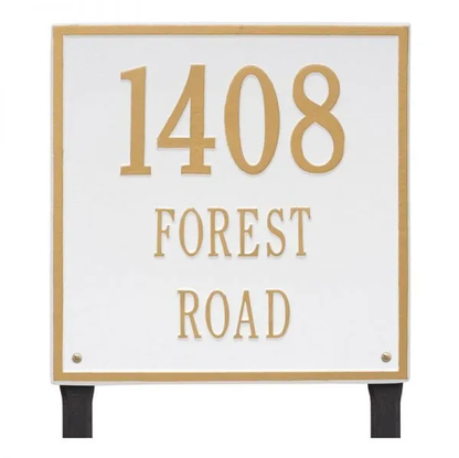 Whitehall 2121 Arch Marker Estate Lawn Address Plaque in White and Gold
