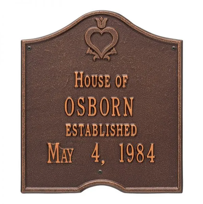 Whitehall 2204 Arch Marker Estate Wall Plaque in Antique Copper