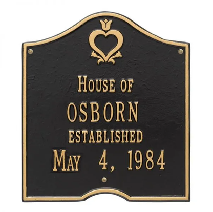 Whitehall 2204 Arch Marker Estate Wall Plaque in Black and Gold