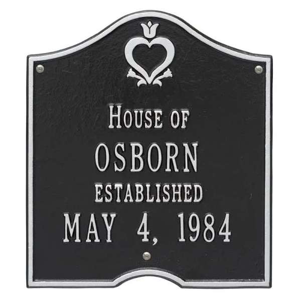 Whitehall 2204 Arch Marker Estate Wall Plaque in Black and Silver