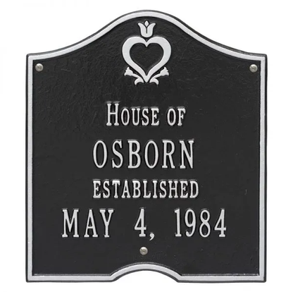 Whitehall 2204 Arch Marker Estate Wall Plaque in Black and Silver