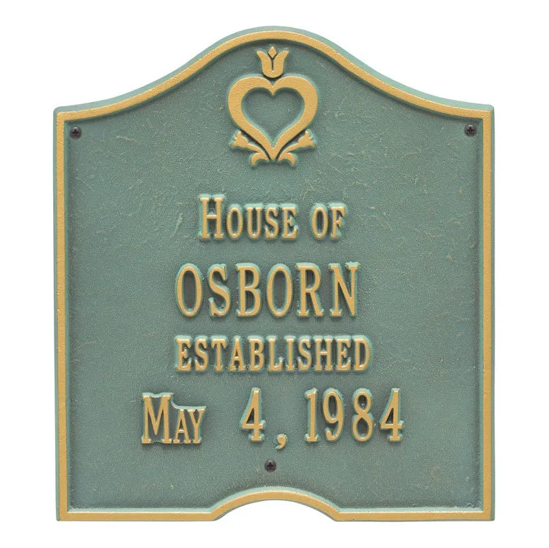 Whitehall 2204 Arch Marker Estate Wall Plaque in Bronze and Verdigris
