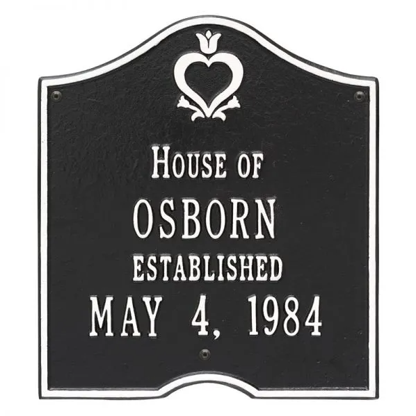 Whitehall 2204 Arch Marker Estate Wall Plaque in Black and White