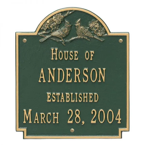 Whitehall 2206 Wedding Standard Wall Plaque in Green and Gold