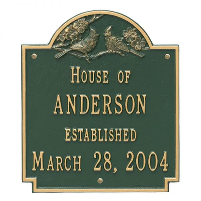 Whitehall 2206 Wedding Standard Wall Plaque in Green and Gold
