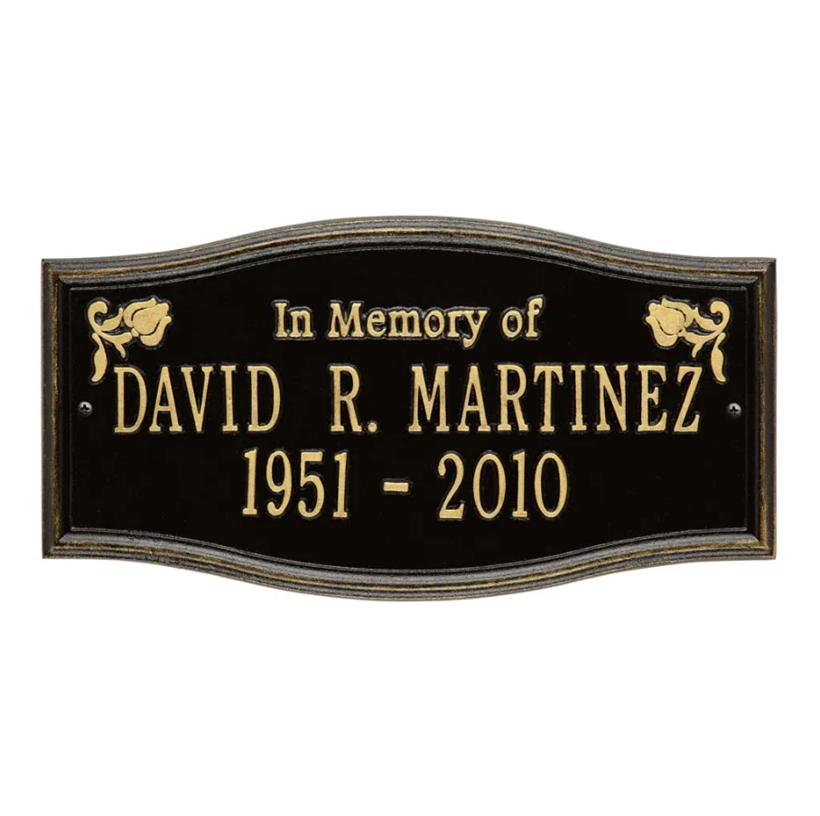 Whitehall 2208 Arch Marker Estate Wall Address Plaque in Black and Gold