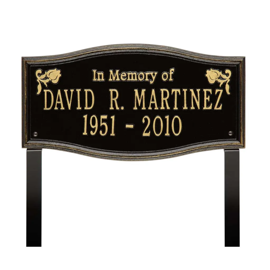 Whitehall 2210 Arch Marker Estate Lawn Address Plaque in Black and Gold