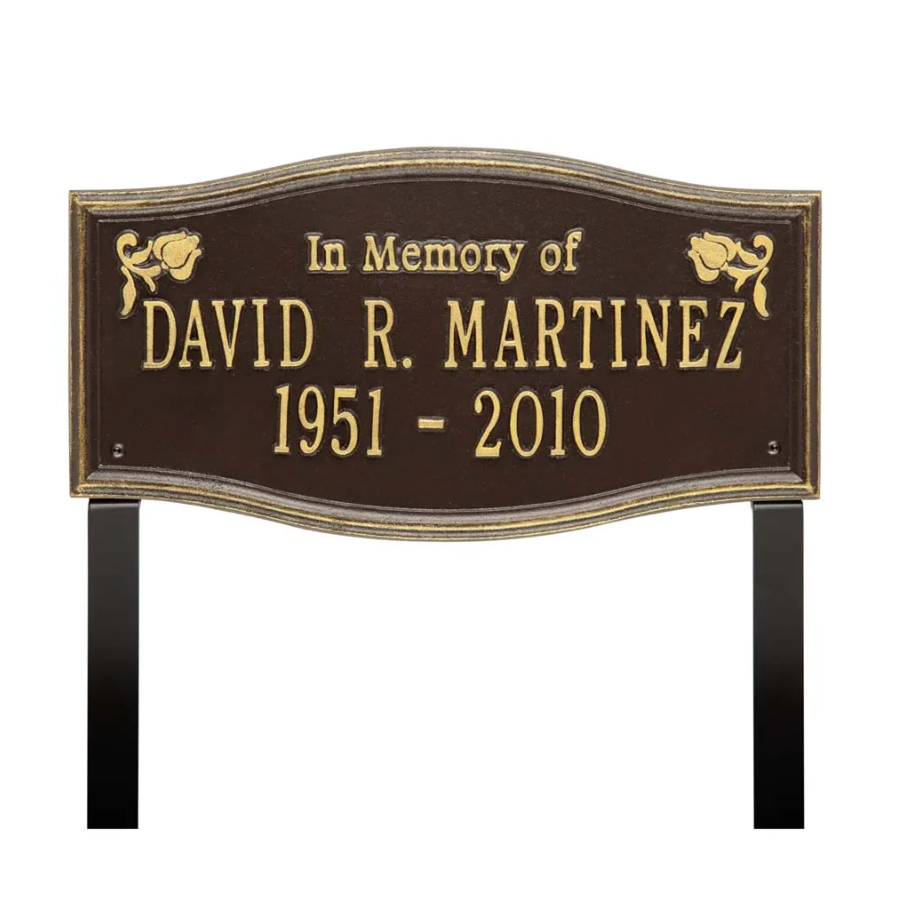 Whitehall 2210 Arch Marker Estate Lawn Address Plaque in Bronze and Gold