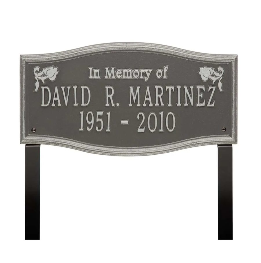 Whitehall 2210 Arch Marker Estate Lawn Address Plaque in Pewter and Silver