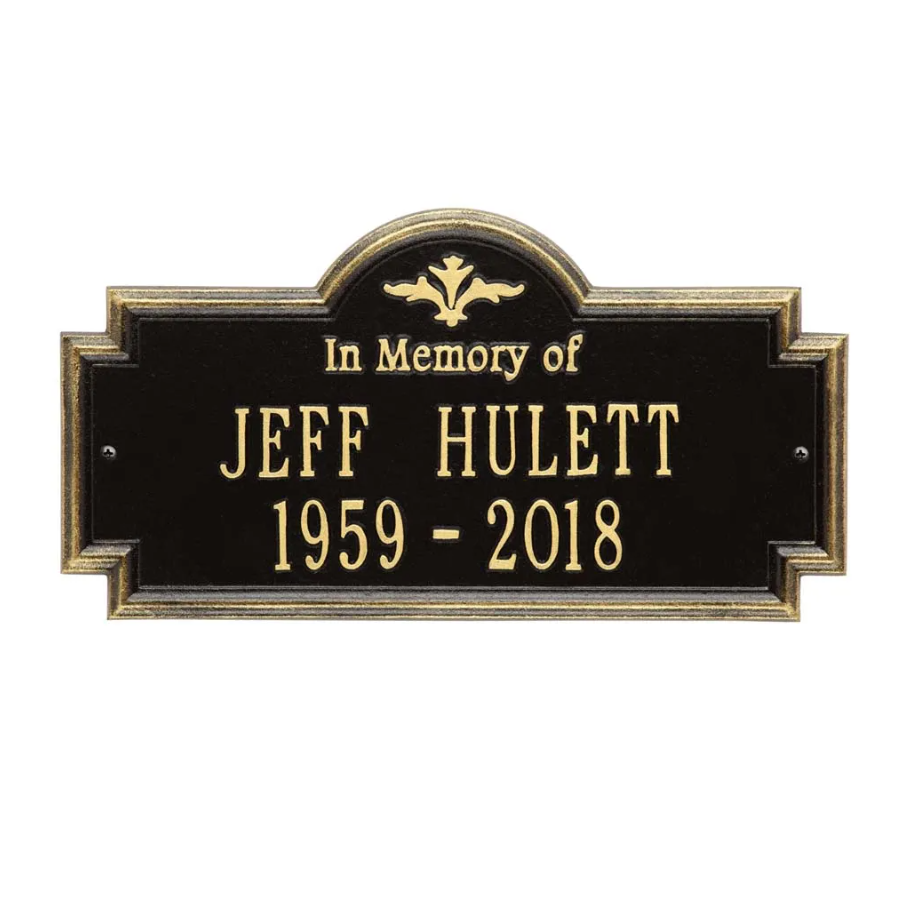 Whitehall 2212 Arch Marker Estate Wall Address Plaque in Black and Gold