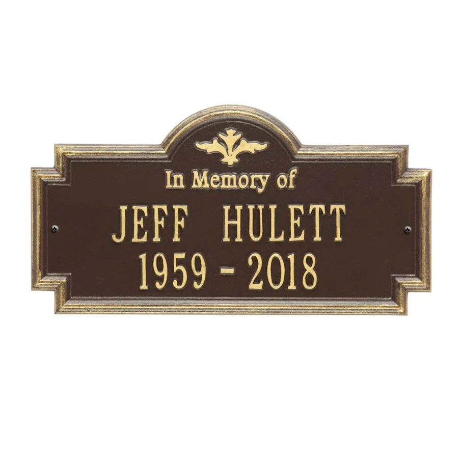 Whitehall 2212 Arch Marker Estate Wall Address Plaque in Bronze and Gold